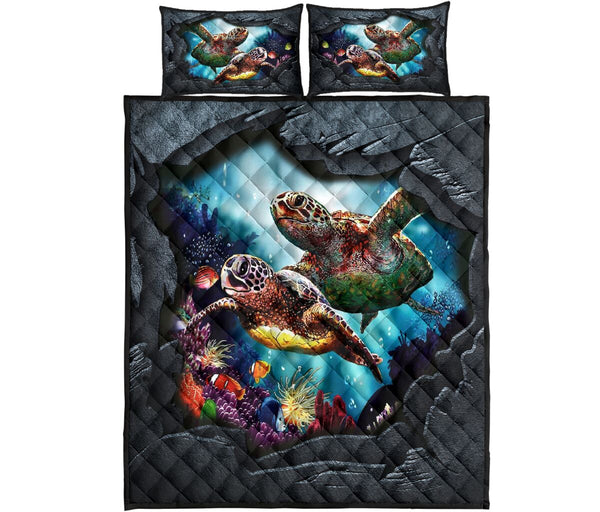 Turtle Art Quilt Bed Set - Love Quilt Bedding Set