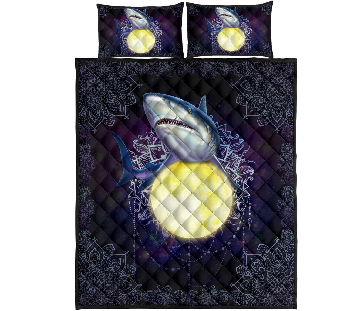 Shark Moon Quilt Bed Set - Love Quilt Bedding Set