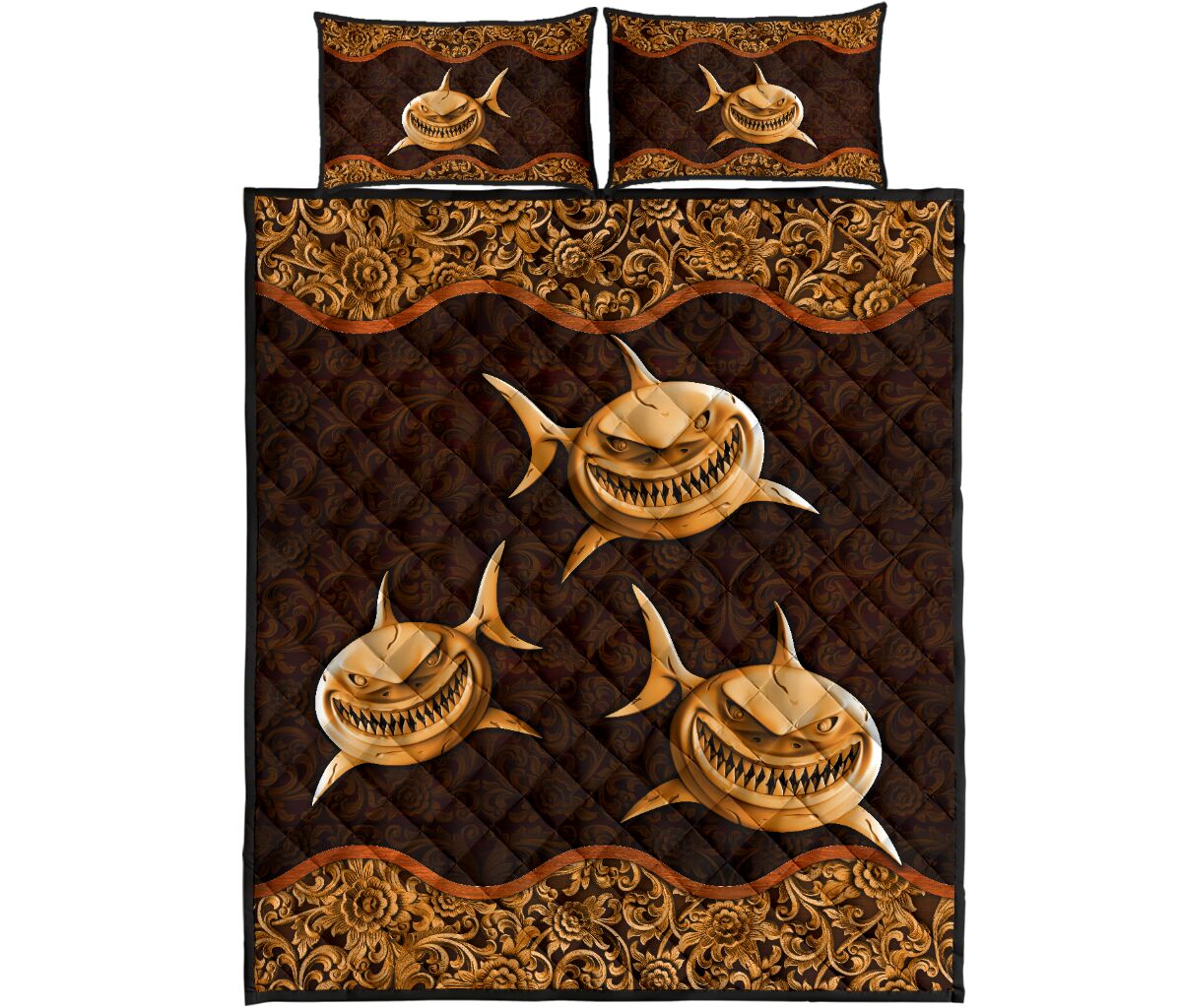 Shark Wood Carving Quilt Bed Set - Love Quilt Bedding Set
