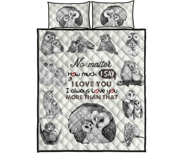 Owl Quote Style Quilt Bed Set- Love Quilt Bedding Set