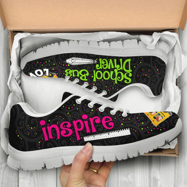 School Bus Driver Love Inspire Black 2 Sneakers, Runni- Love Sneakers