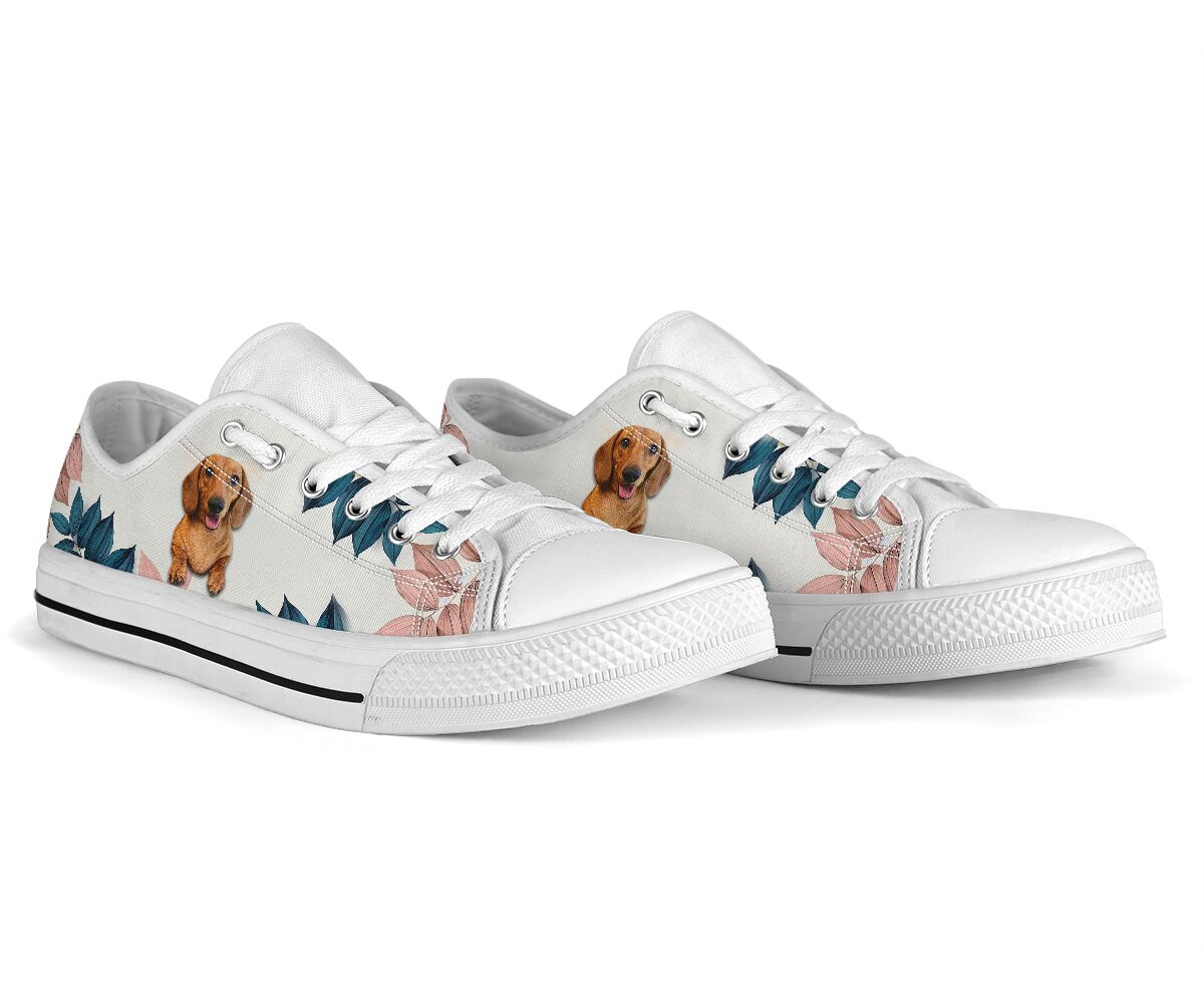 Dachshund Flower Pink - Low Top Shoe - Love Love Top Shoes