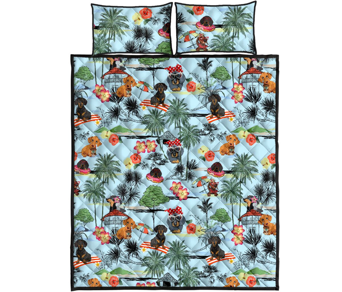 Dachshund Flower Beach - Bed Set- Love Quilt Bedding Set