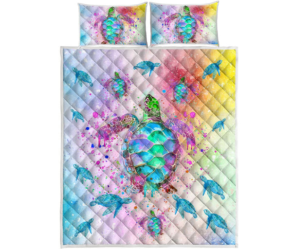 Turtle Color- Quilt Bed Set - Love Quilt Bedding Set