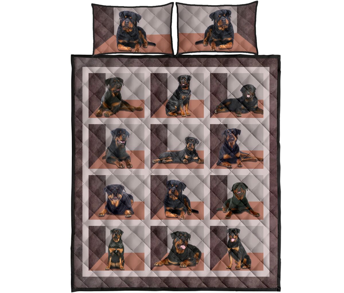 Rottweiler Square Cute - Bed Set - Love Quilt Bedding Set