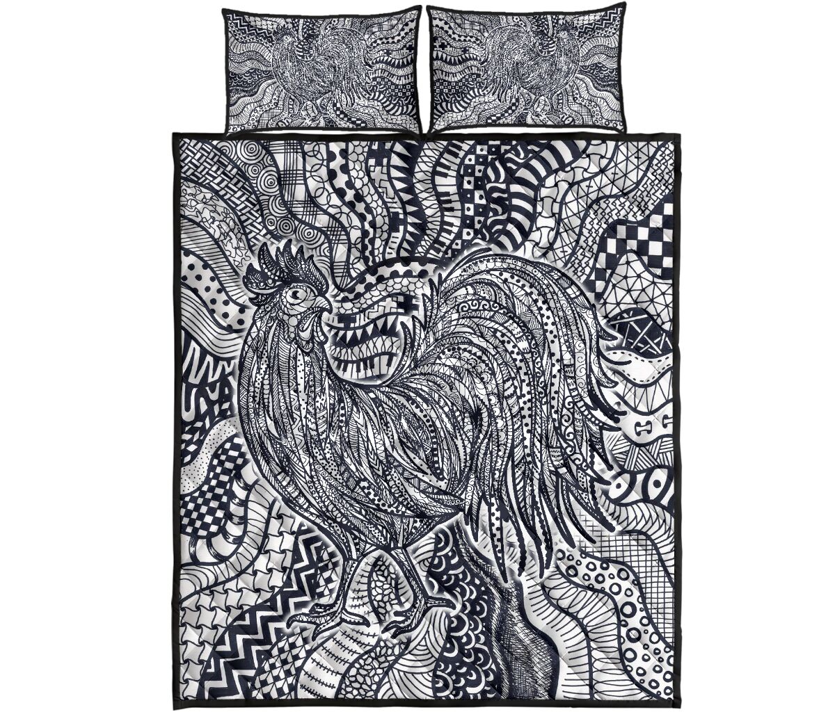 Chicken Farm Monochrome Style Quilt Bed Set - Love Quilt Bedding Set