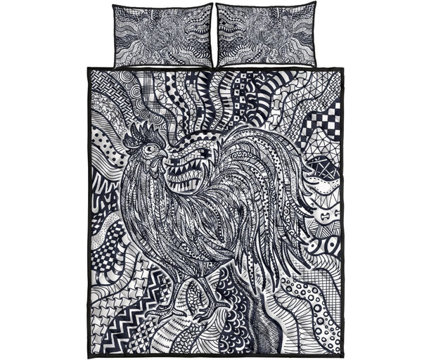 Chicken Farm Monochrome Style Quilt Bed Set - Love Quilt Bedding Set