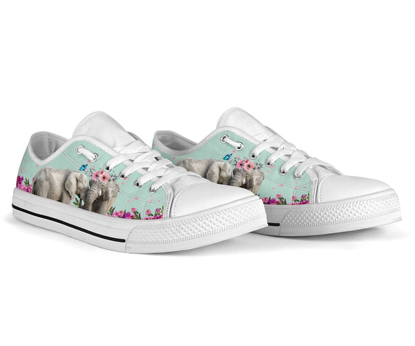 Elephant Flower Butterfly Low Top  Shoes