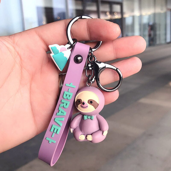 Cute Sloth Keychain Cartoon Anime Silicone Key Chains For Women Kids Fashion Animal Series Trinkets For Car Key Ring