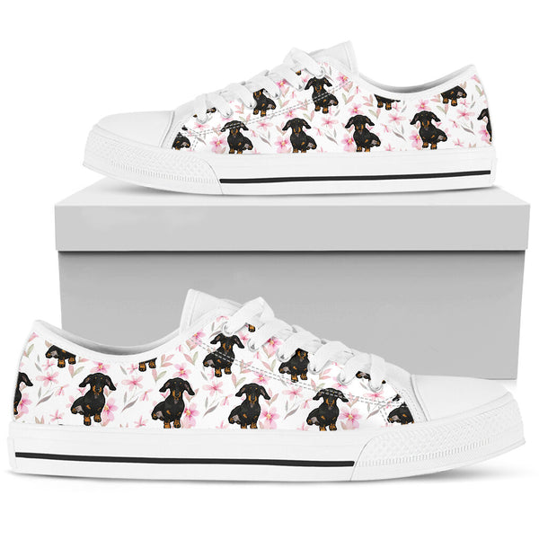 Dachshund Flower Pink Low Top Shoes - Love Low Top Shoes