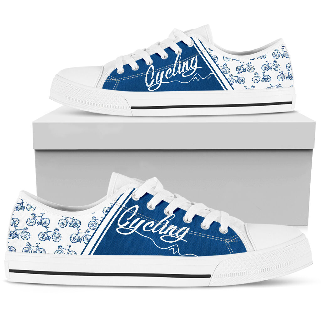 Cycling Blue Pattern- Low Top Shoe - Love Love Top Shoes
