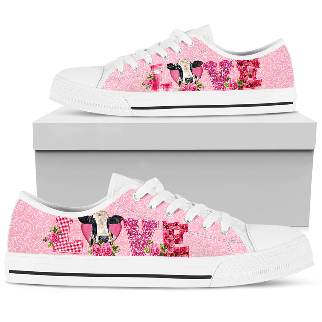 Cow Love Rose Pink Lowtop Shoes