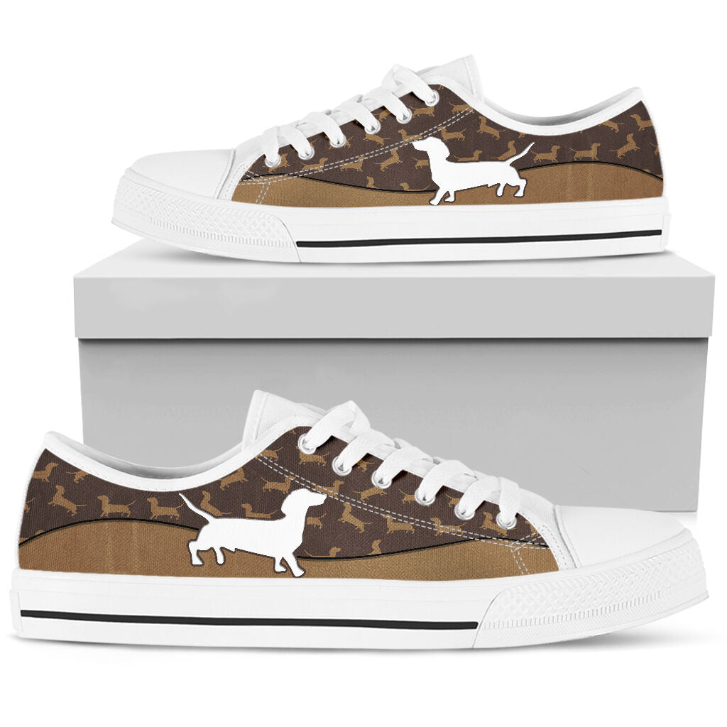 Dachshund Brown Pattern - Low Top Shoe - Love Love Top Shoes