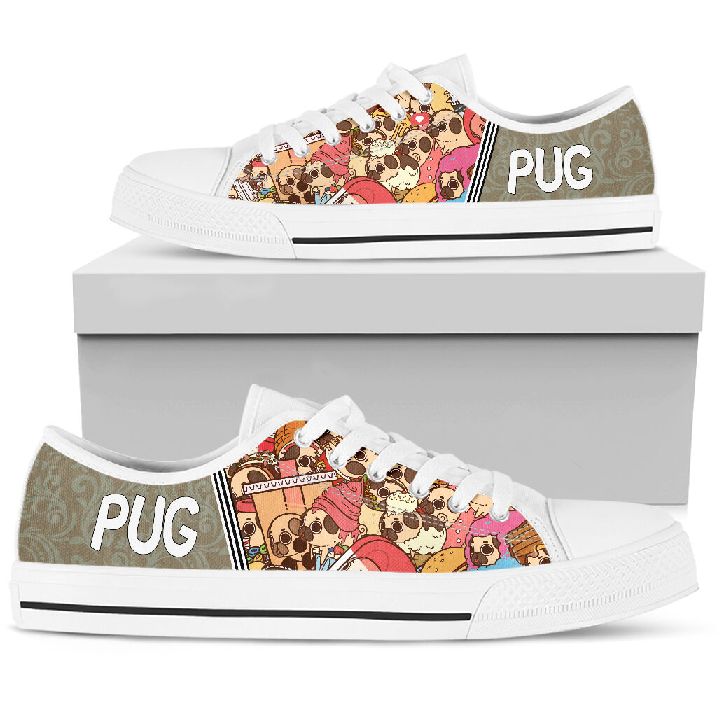 Pug Pattern Sticker - Low Top Shoe - Love Love Top Shoes