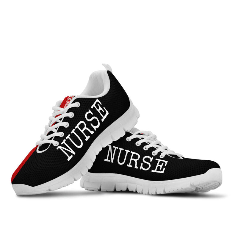 Nurse- Love Red Black Sneakers, Running Shoes, Shoes For Women, Shoes For Men, Custom Shoes,- Love Sneakers