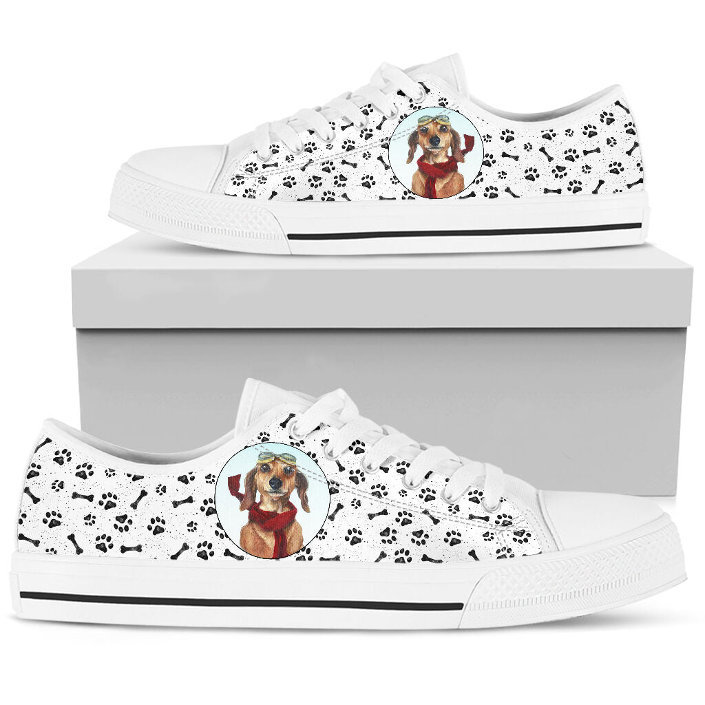 Dachshund Paw And Bone Pattern - Low Top Shoe - Love Love Top Shoes