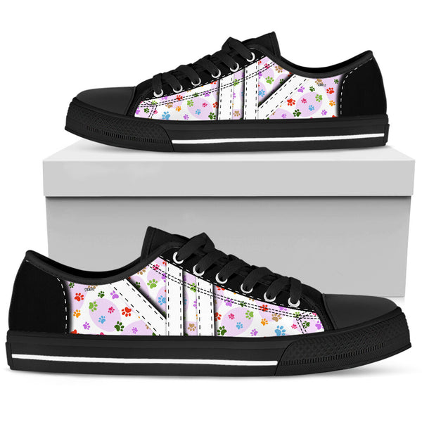 Dog Paw Picture Cartoon - Low Top Shoe - Love Love Top Shoes