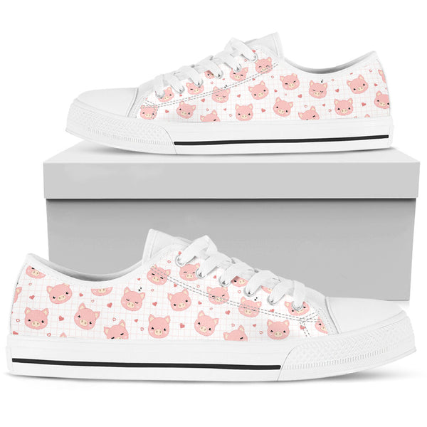 Pig Pink Lovely Heart Low Top Shoes