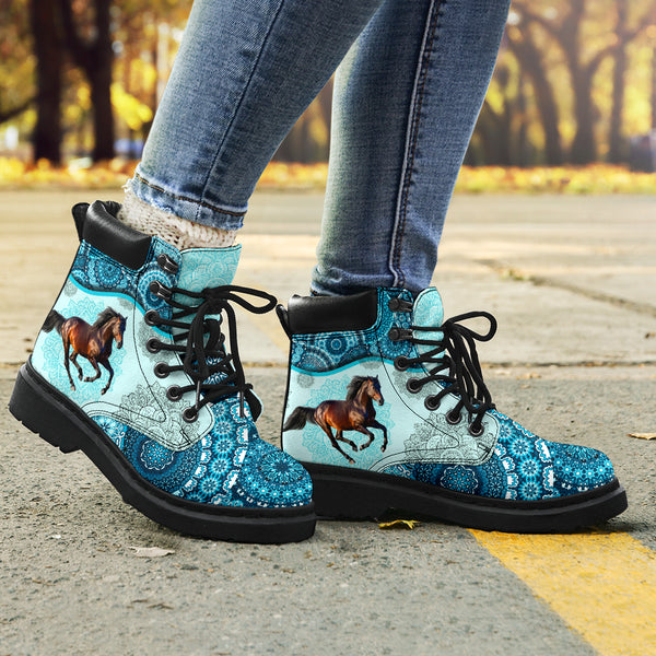 Horse - Vintage Mandala Asboot Aqua Blue Kd - Love All Season Boots