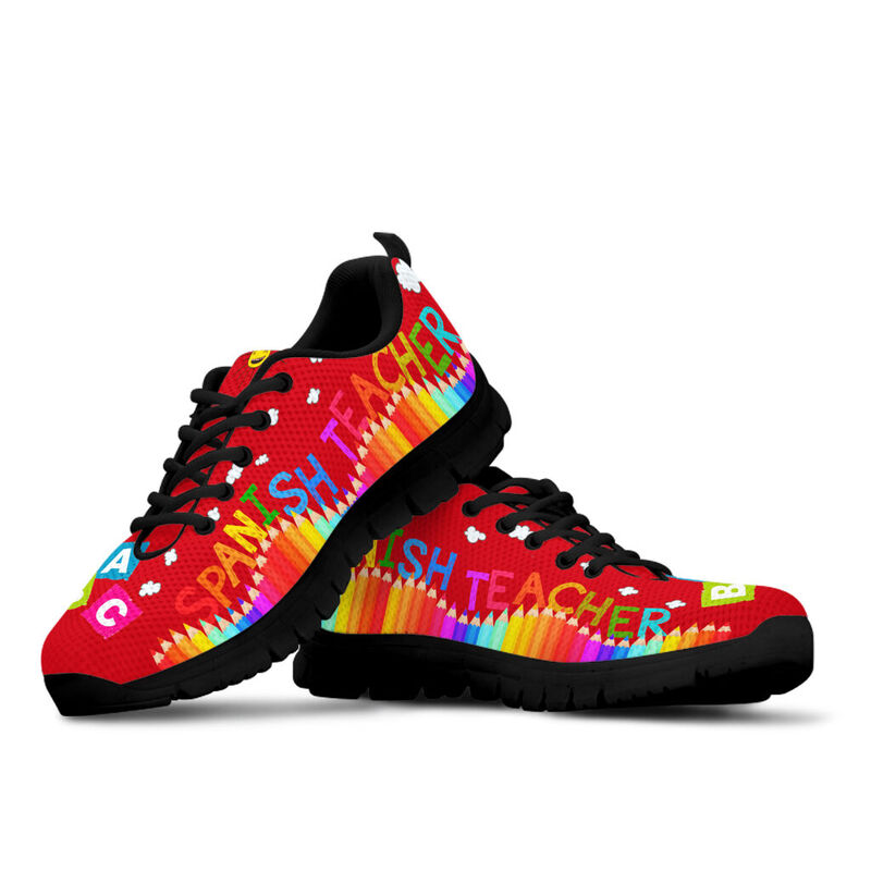 Spanish Teacher Abc- Red Sneakers, Runni- Love Sneakers