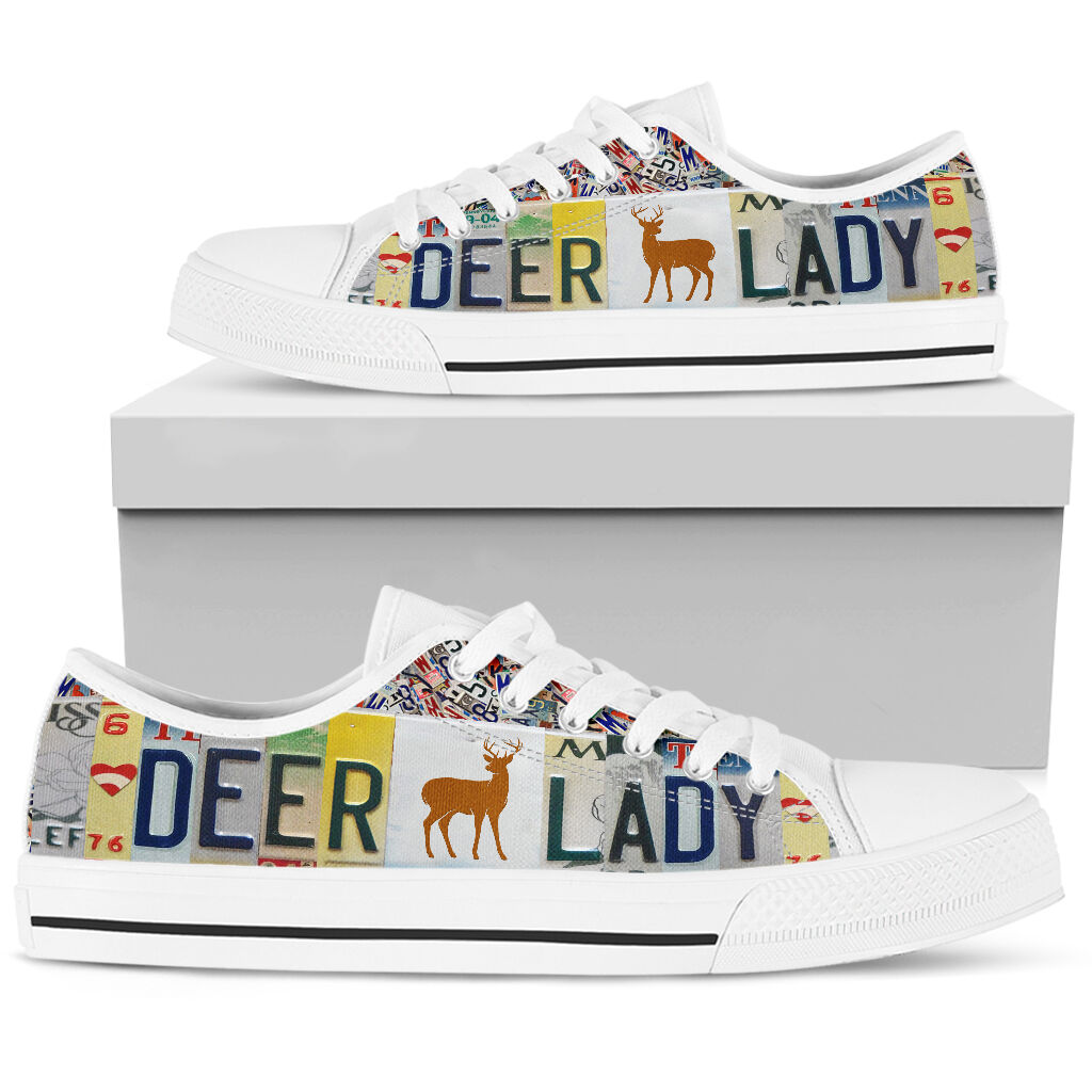 Deer Lady License Plates Low Top Shoes