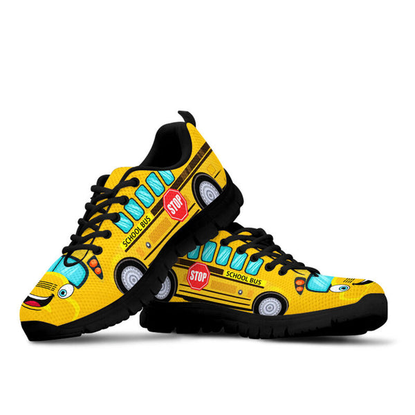 School Bus Cartoon Sneakers, Runni- Love Sneakers
