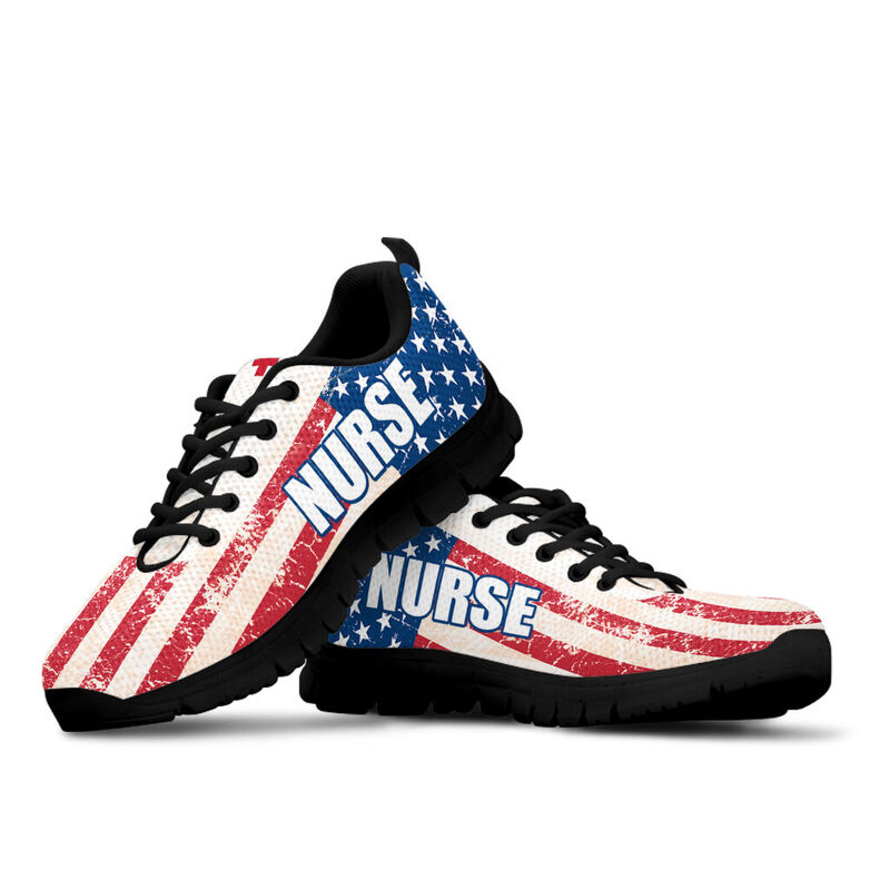 Nurse Usa Flag 2 Shoes Sneakers, Running Shoes, Shoes For Women, Shoes For Men, Custom Shoes- Love Sneakers