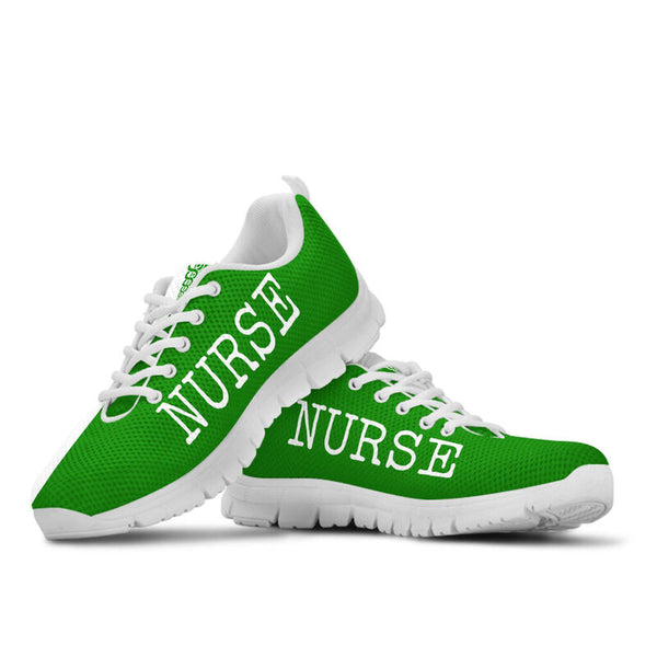 Nurse- Love Green White Sneakers, Running Shoes, Shoes For Women, Shoes For Men, Custom Shoe- Love Sneakers