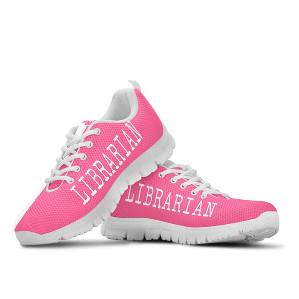 Librarian Strong Pink White Sneakers, Running Shoes, Shoes For Women, Shoes For Men, Custom - Love Sneakers