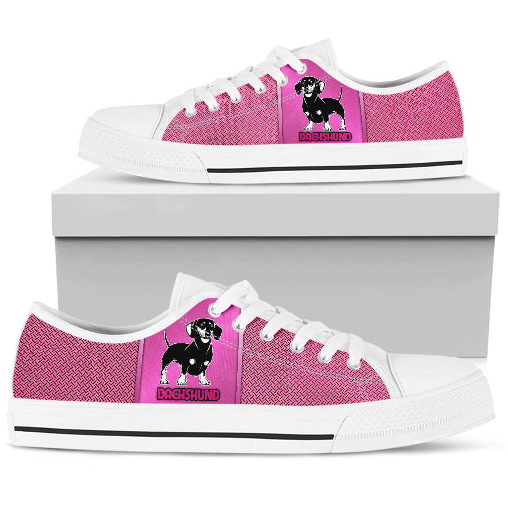 Dachshund Sliver Pink - Low Top Shoe - Love Love Top Shoes