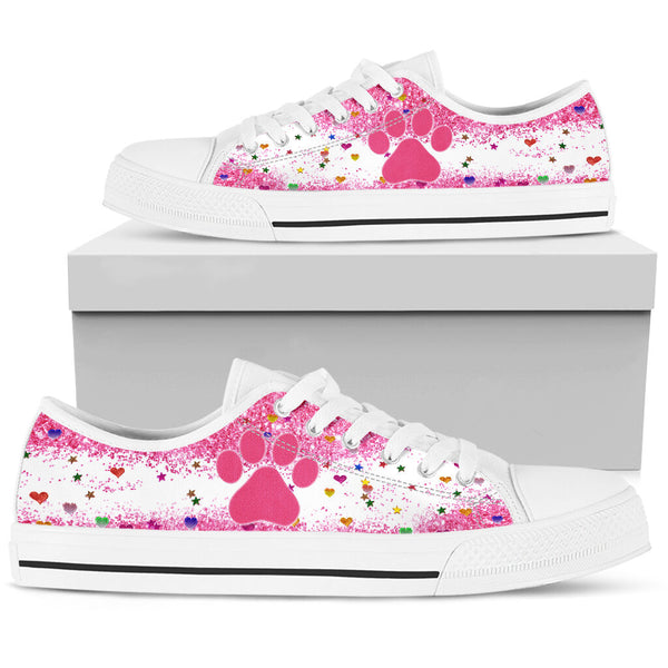 Dog Paw Glitter - Low Top Shoe - Love Love Top Shoes