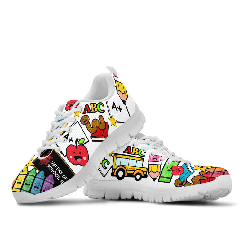 Teacher- Last Day Of School White Sneakers, Running Shoes, Shoes For Women, Shoes For Men, C- Love Sneakers