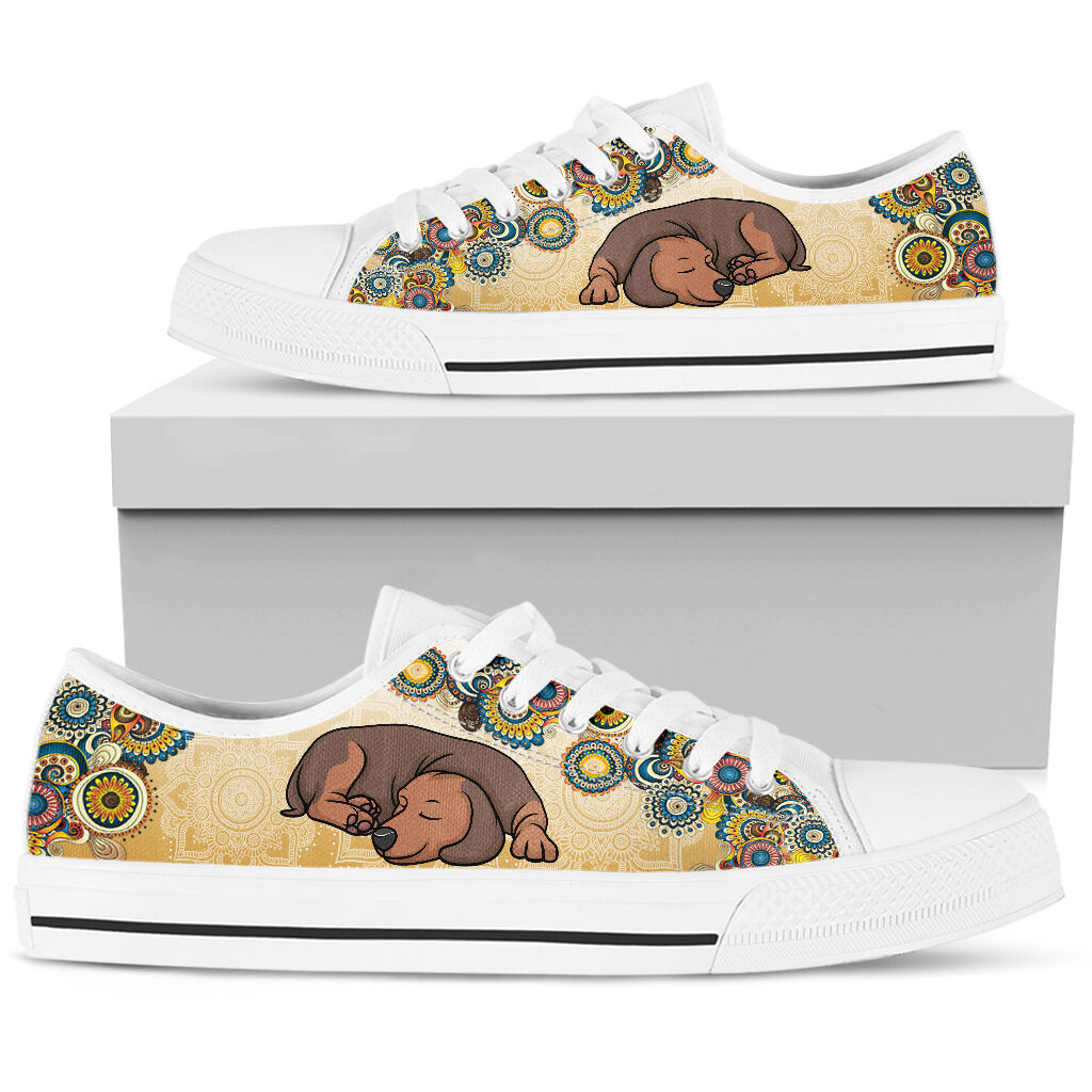 Dachshund Sleep Mandala - Low Top Shoe - Love Love Top Shoes