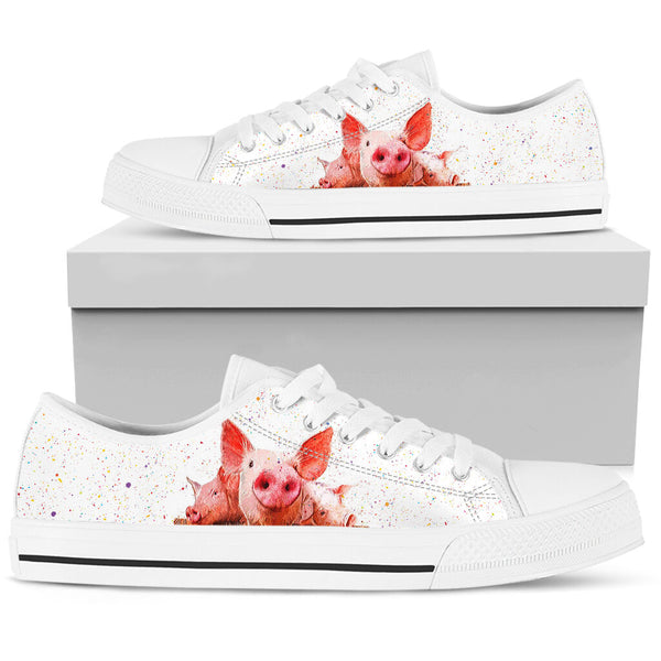 Pig Watercolor Art Low Top  Shoes