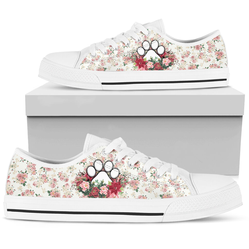 Dog Mom Flower Background - Low Top Shoe - Love Love Top Shoes