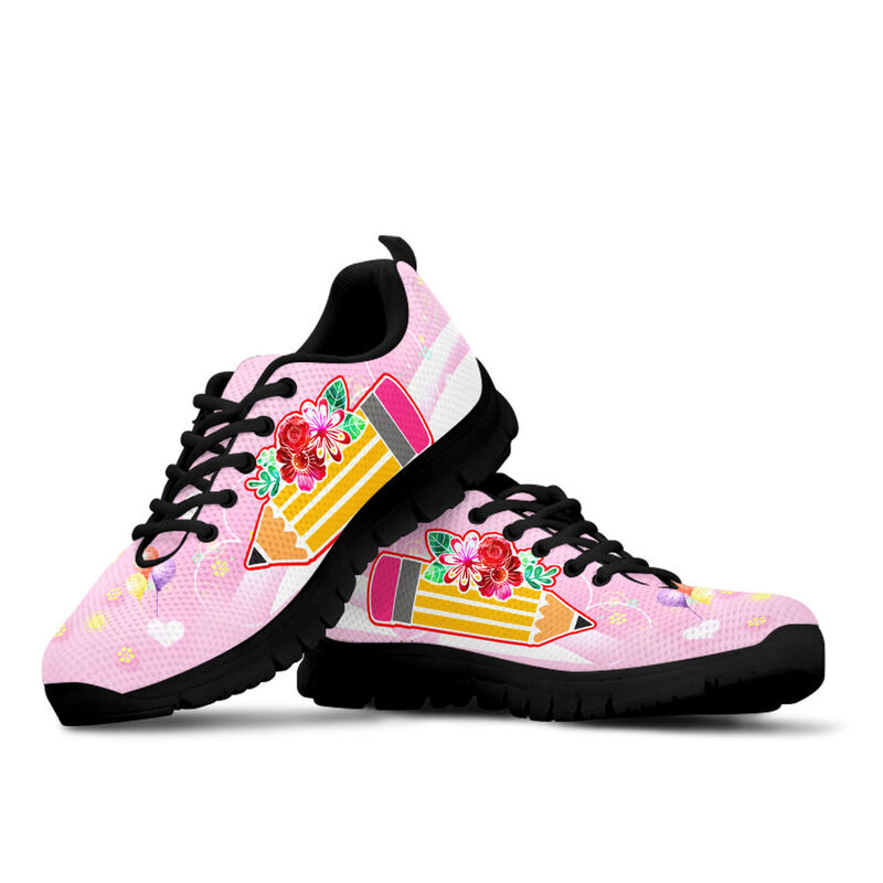 Preschool Pencil Flower Sneakers, Running Shoes, Shoes For Women, Shoes For Men, Custom Shoe- Love Sneakers