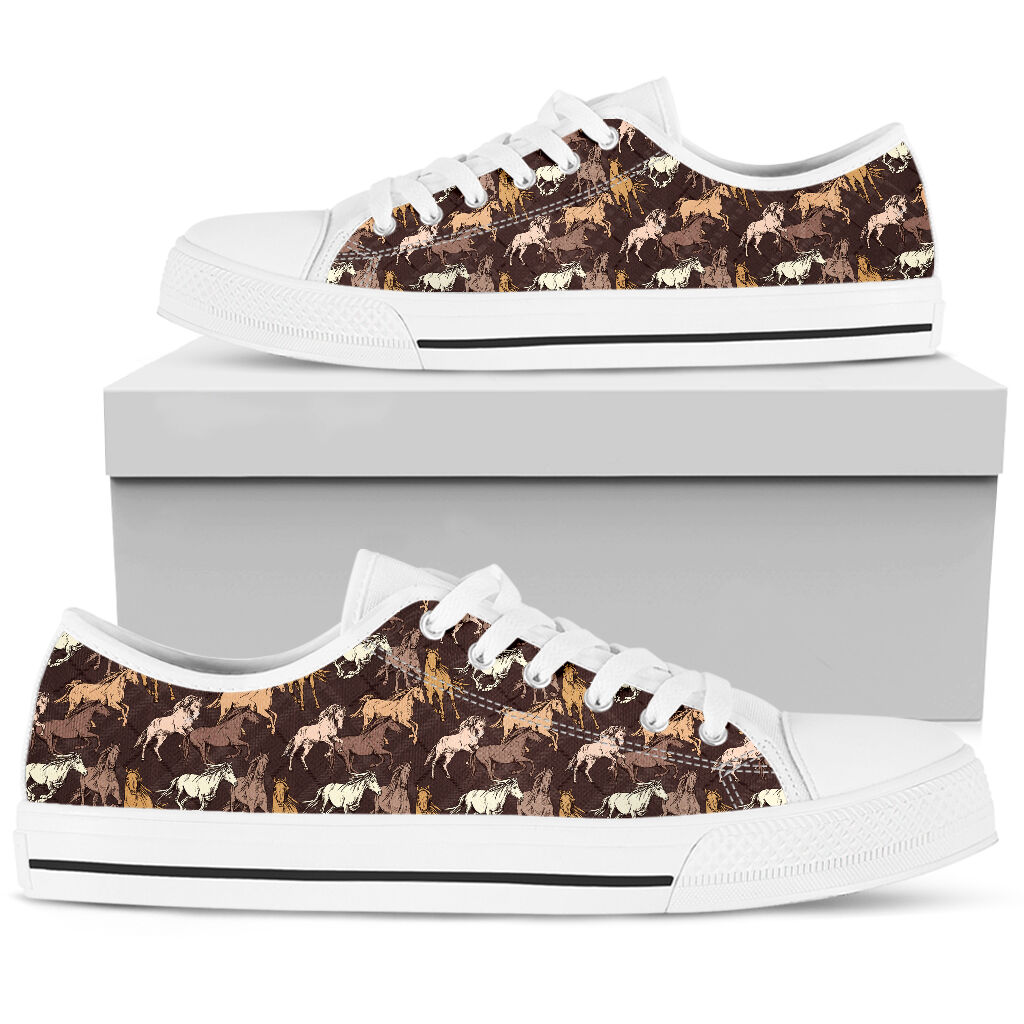 Horse Brown Patterns Low Top Shoes