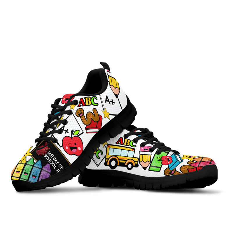 Teacher- Last Day Of School Black Sneakers, Running Shoes, Shoes For Women, Shoes For Men, C- Love Sneakers