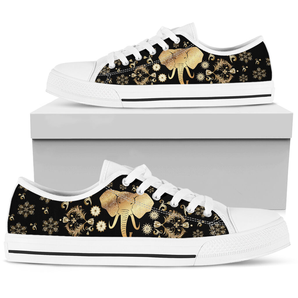 Elephant Gold Floral - Low Top Shoe - Love Love Top Shoes
