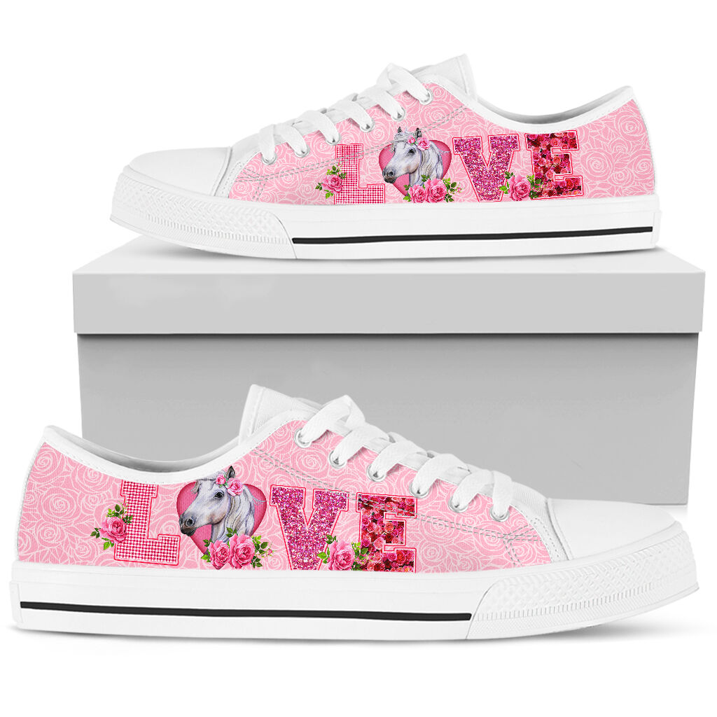 Horse Love Rose Pink Lowtop Shoes