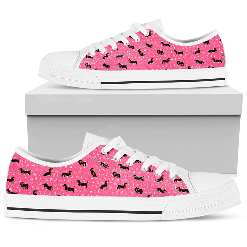 Dachshund Pattern Pink - Low Top Shoe - Love Love Top Shoes