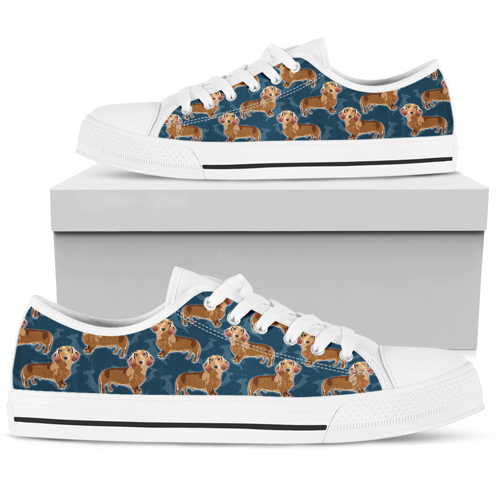 Dachshund Navy Pattern - Low Top Shoe - Love Love Top Shoes