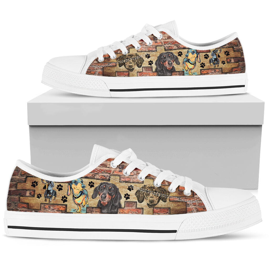 Dachshund Brick Wall - Low Top Shoe - Love Love Top Shoes