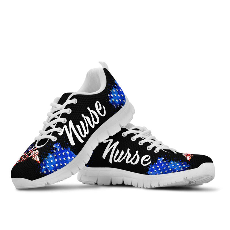 Nurse Art Shoes (american Flag) Sneakers, Running Shoes, Shoes For Women, Shoes For Men, Cu- Love Sneakers