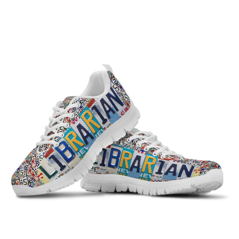 Librarian License Plates Sneakers, Runni- Love Sneakers