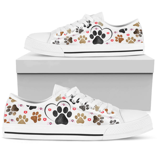 Dog Paw White - Low Top Shoe - Love Love Top Shoes