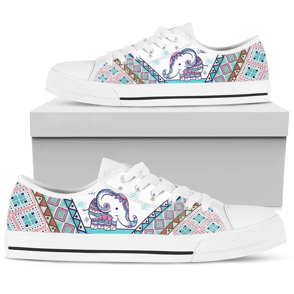 Elephant Boho Floral - Low Top Shoe - Love Love Top Shoes