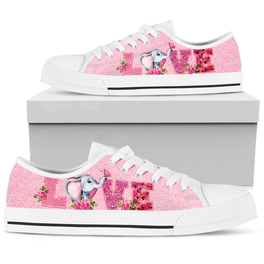 Elephant Love Rose Pink Lowtop Shoes