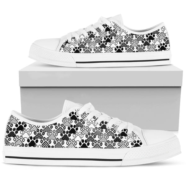 Dog Paw Doodle Pattern - Low Top - NndShoe - Love Love Top Shoes