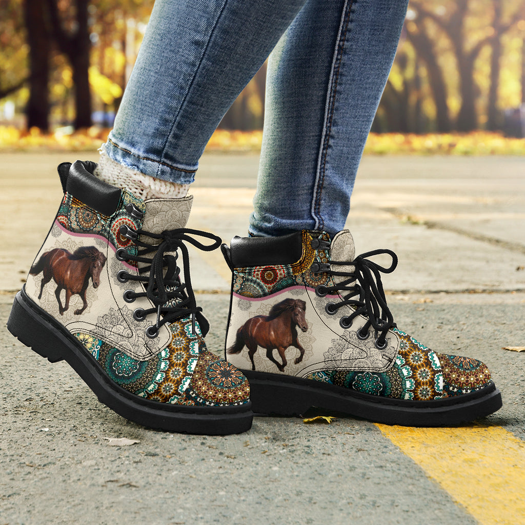 Horse - Vintage Mandala Asboot Icelandic Horses Kd - Love All Season Boots